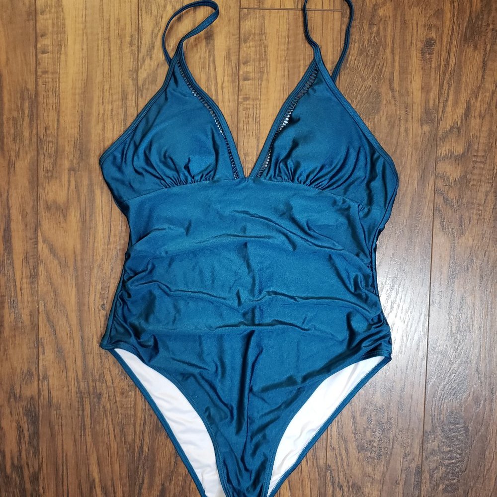Teal one piece bathing suit